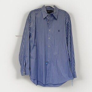 Ralph Lauren Blue Striped Casual Button Down Shirt
